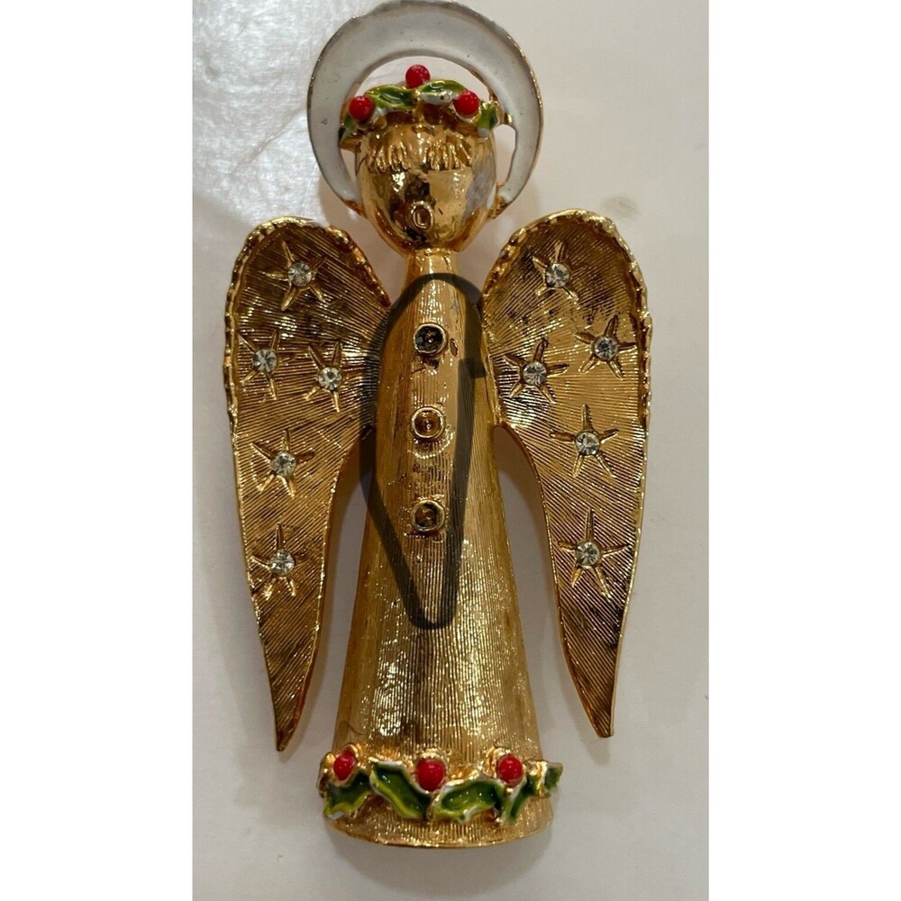 Vintage Angel Rhinestone signed ART Brooch Pin - Picture 2 of 4